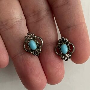 Vintage Silver and Turquoise Clip-OnEarrings